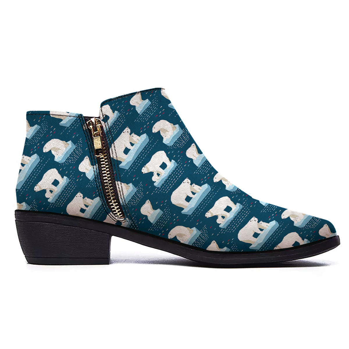 Ice Polar Bear Print Pattern Ankle Boots-grizzshop