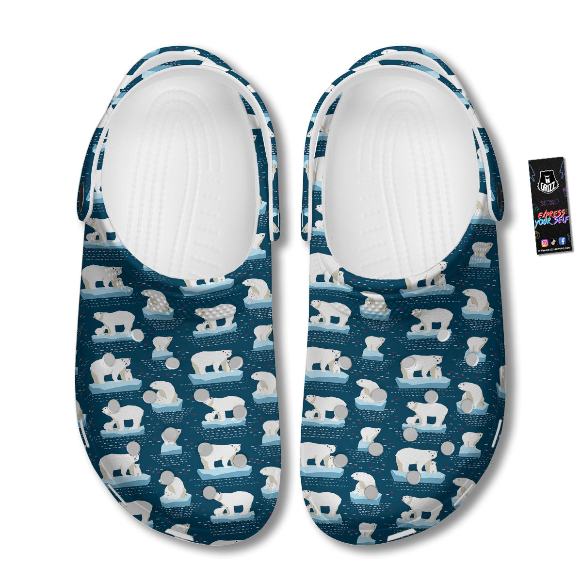 Ice Polar Bear Print Pattern Clog-grizzshop