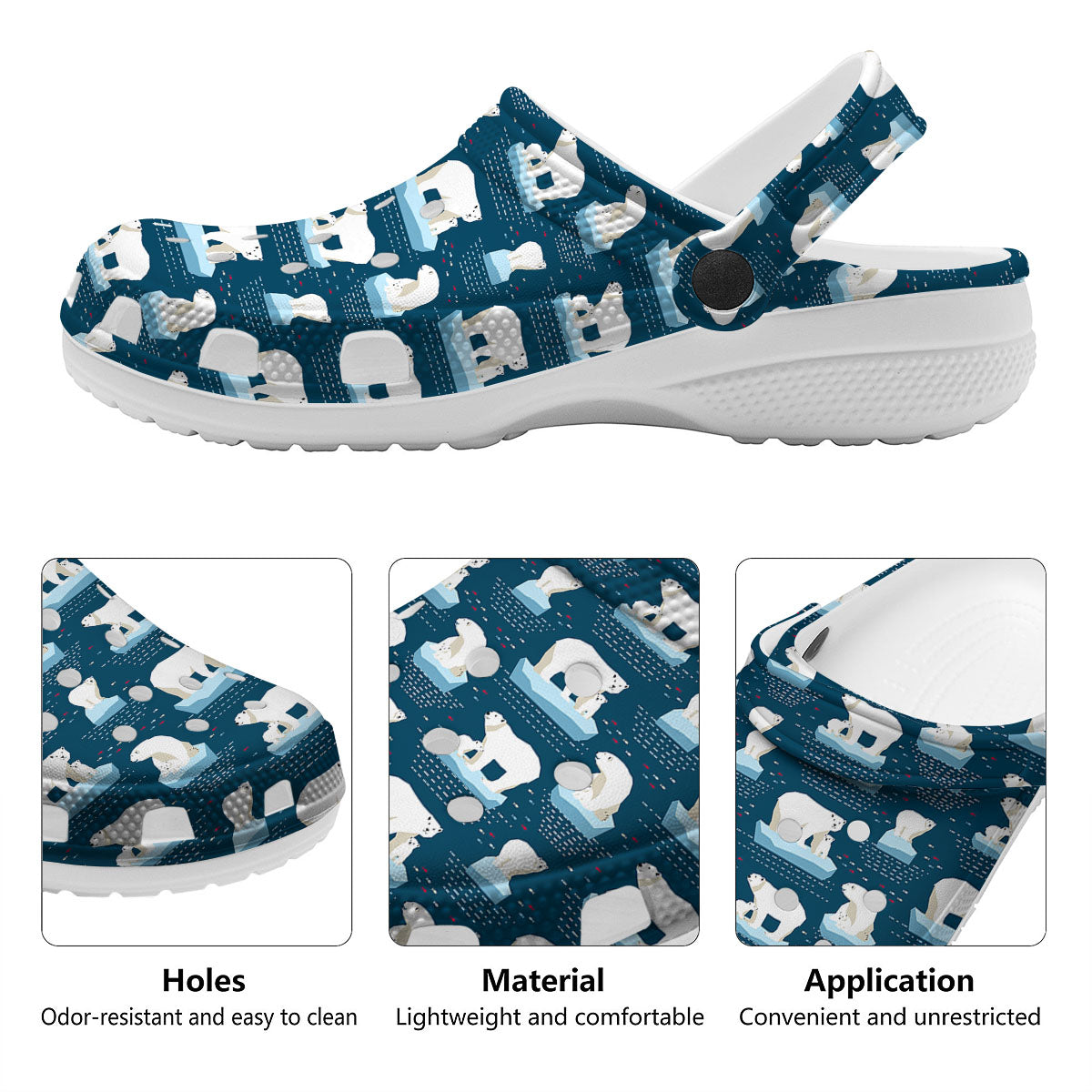 Ice Polar Bear Print Pattern Clog-grizzshop