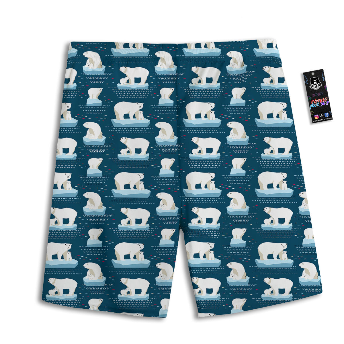 Ice Polar Bear Print Pattern Men's Athletic Shorts