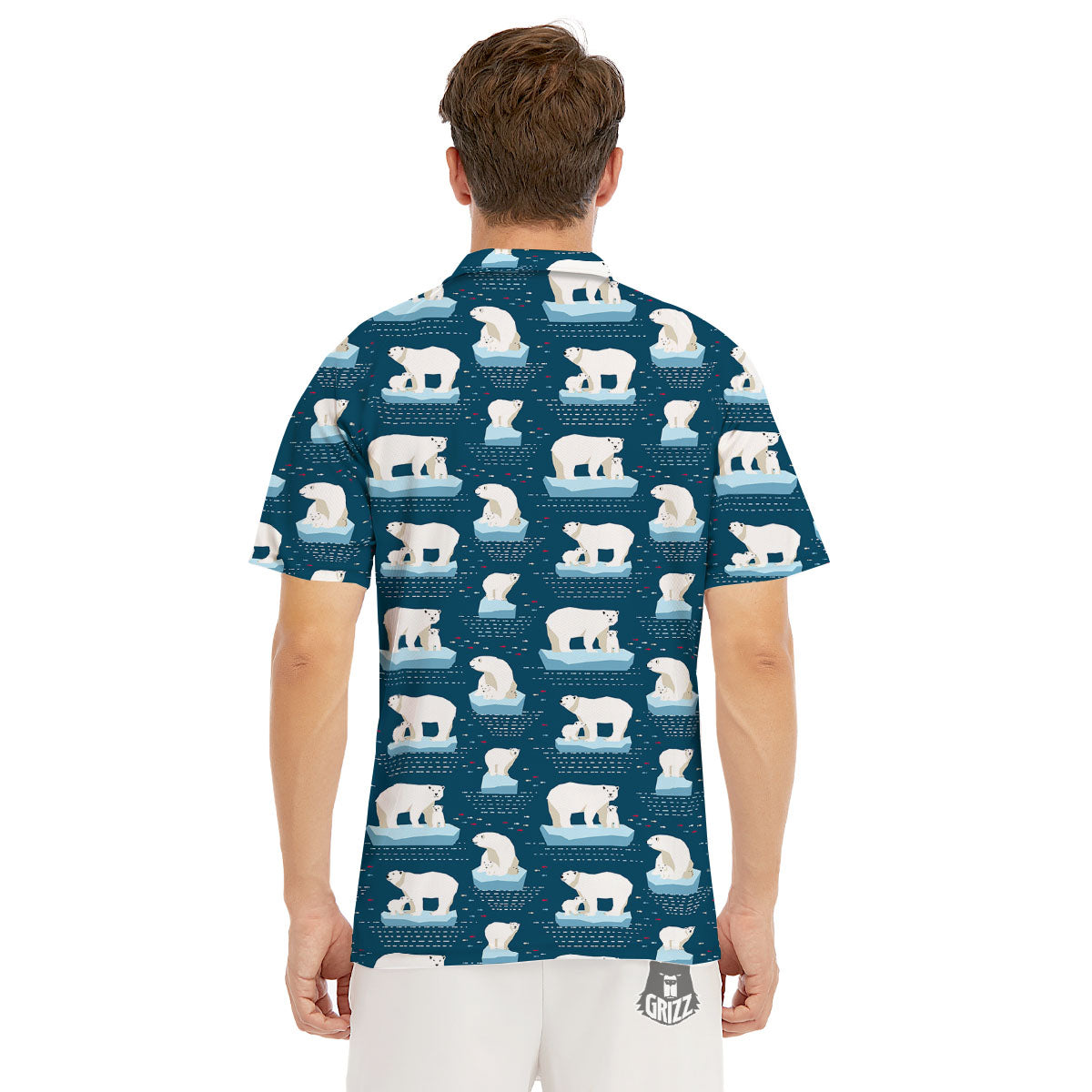 Ice Polar Bear Print Pattern Men's Golf Shirts-grizzshop