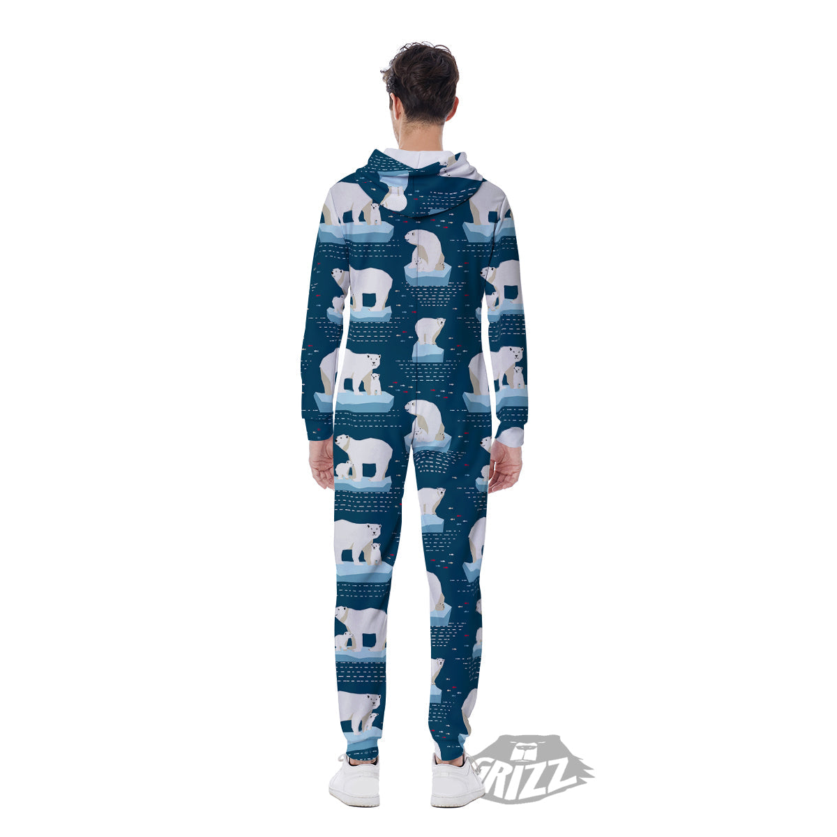 Ice Polar Bear Print Pattern Men's Jumpsuit-grizzshop