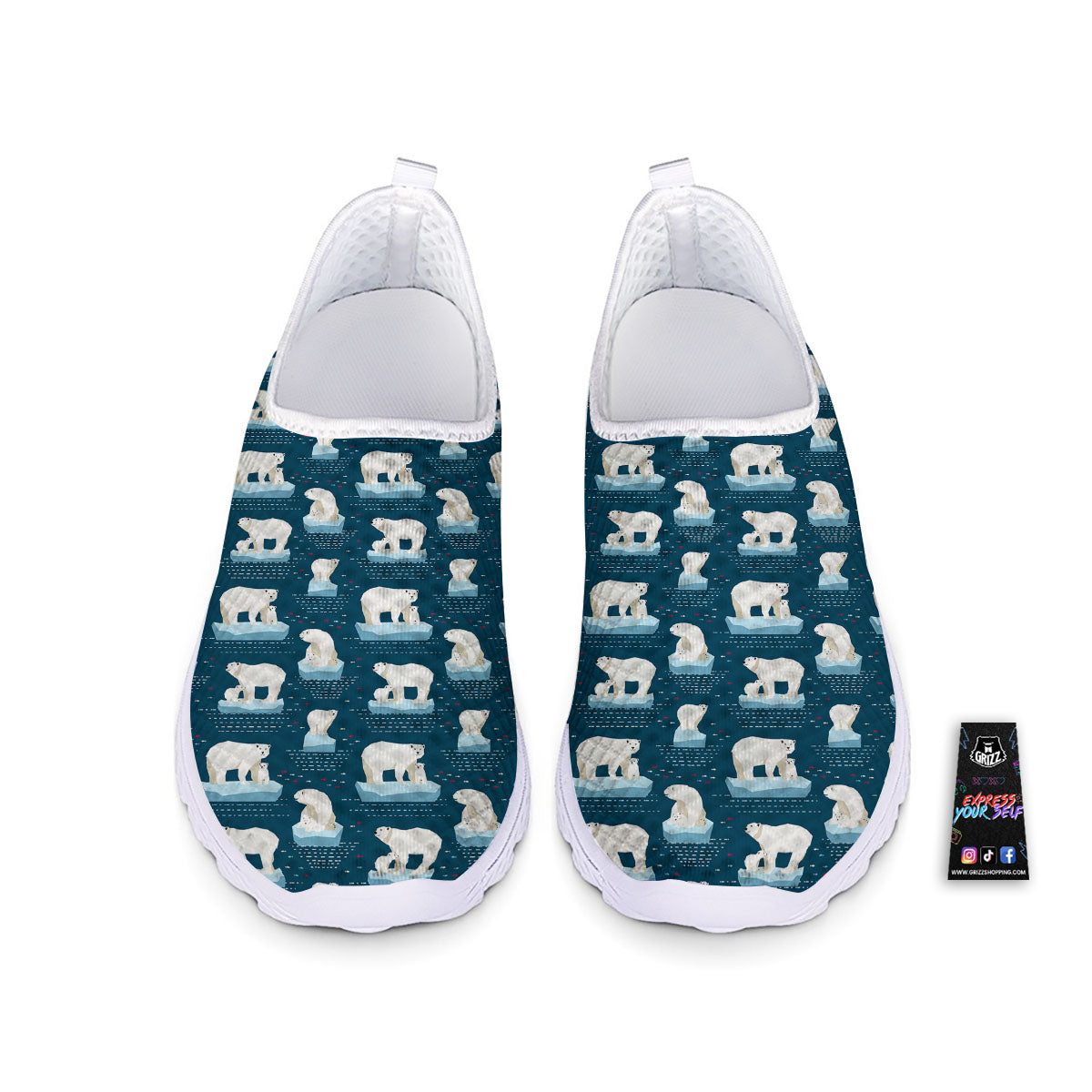 Ice Polar Bear Print Pattern Nurse Shoes-grizzshop