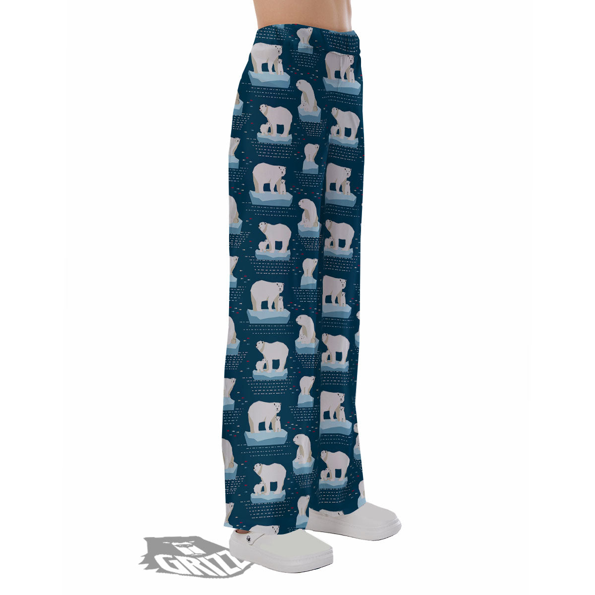 Ice Polar Bear Print Pattern Pajama Pants-grizzshop