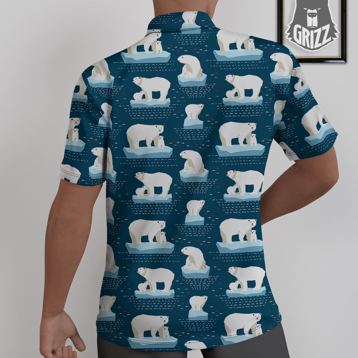 Ice Polar Bear Print Pattern Untucked Shirts-grizzshop