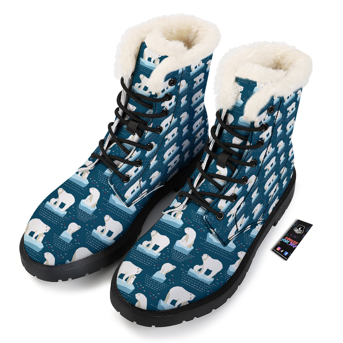 Ice Polar Bear Print Pattern Winter Boots-grizzshop