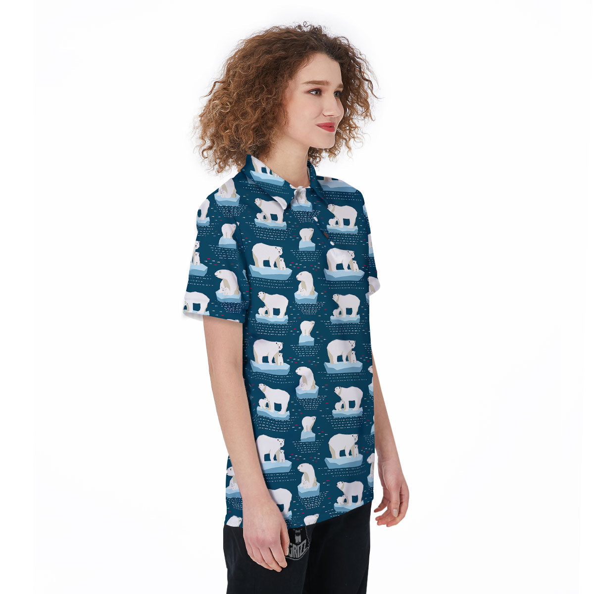 Ice Polar Bear Print Pattern Women's Golf Shirts-grizzshop