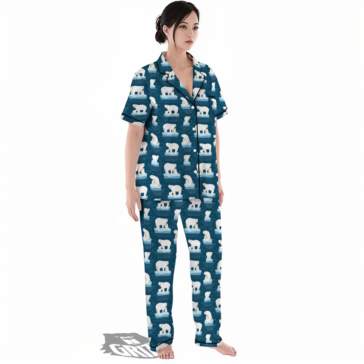 Ice Polar Bear Print Pattern Women's Pajamas Set-grizzshop