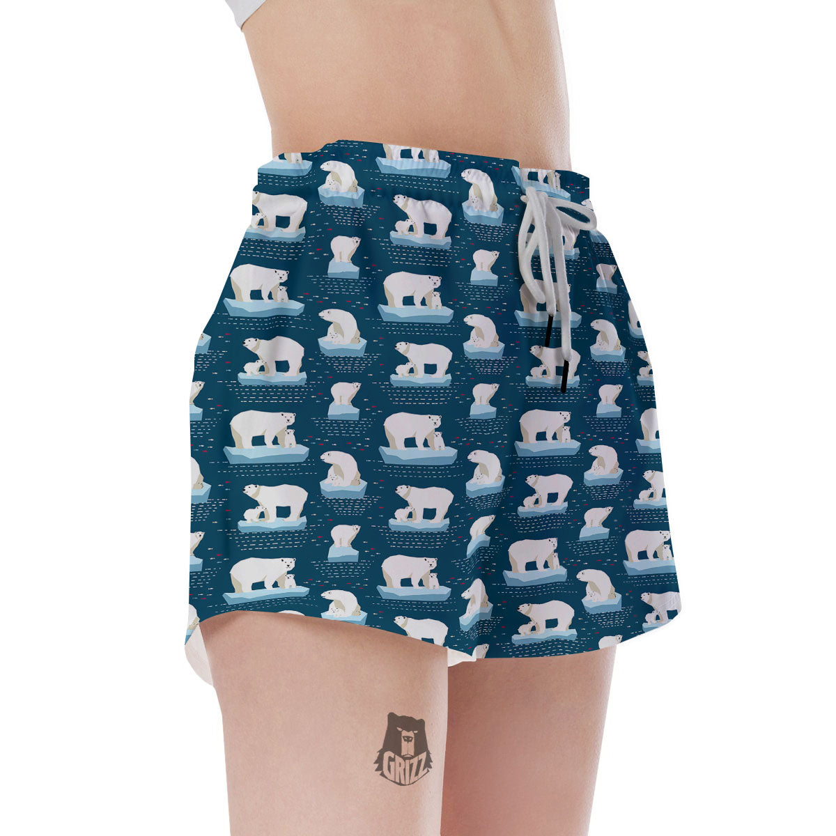 Ice Polar Bear Print Pattern Women's Shorts-grizzshop