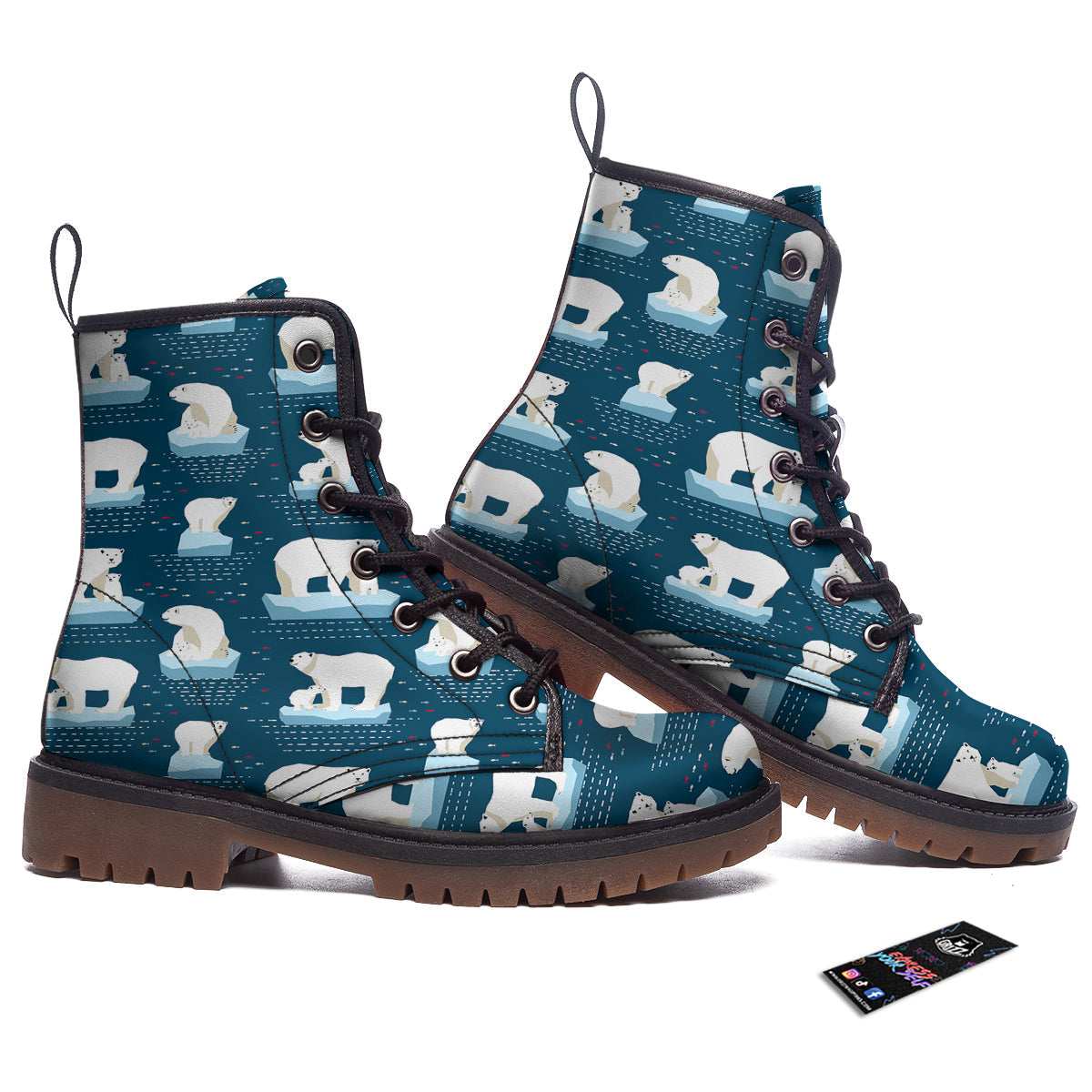 Ice Polar Bear Print Pattern Work Boots-grizzshop