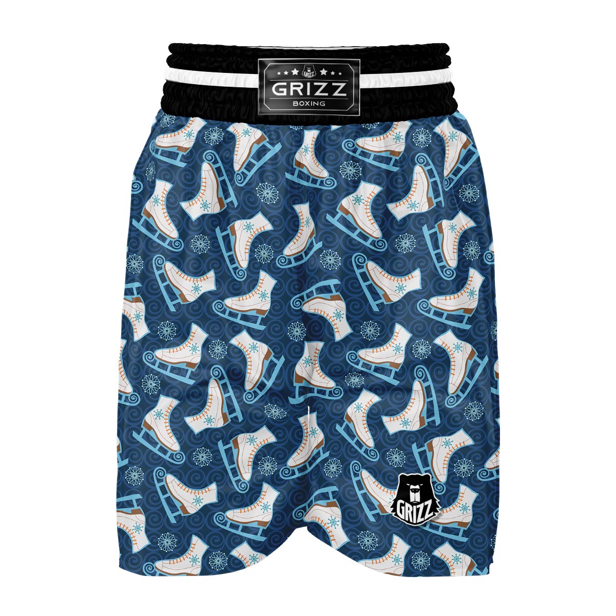 Ice Skate Pattern Print Boxing Shorts-grizzshop