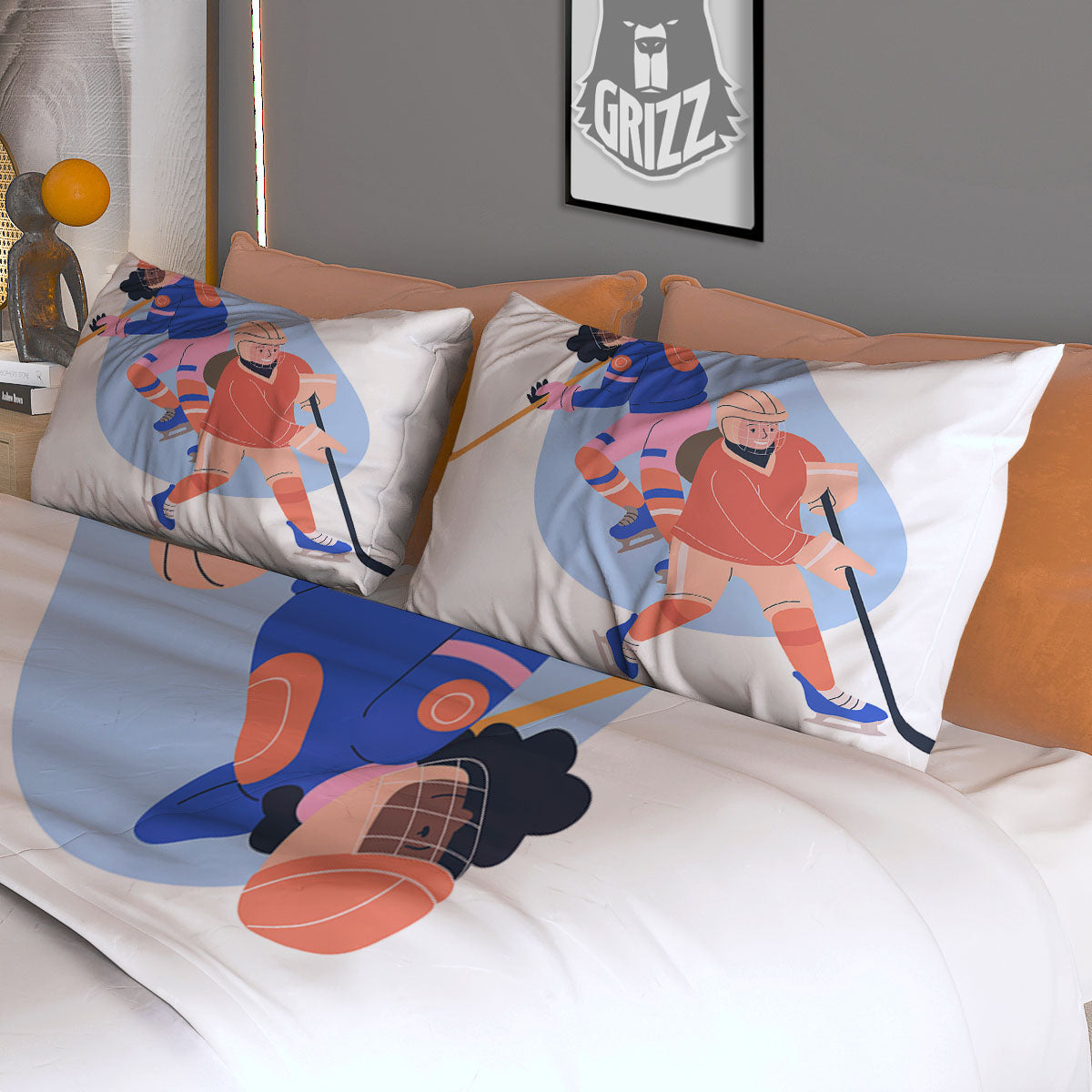 Ice Skates Hockey Print Duvet Cover Bedding Set