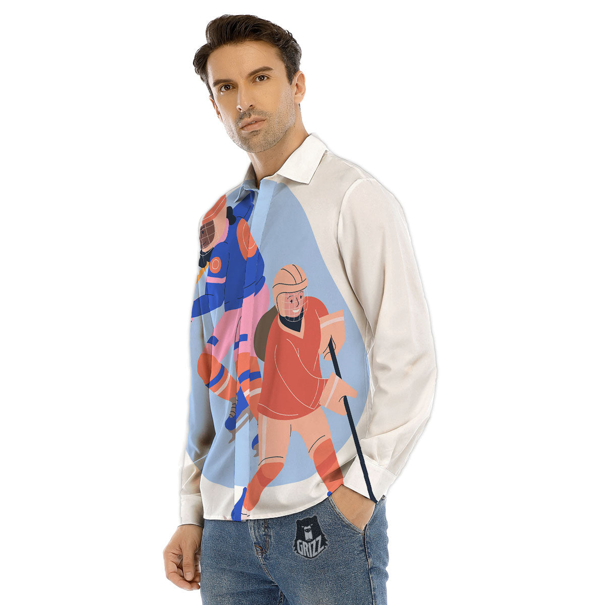 Ice Skates Hockey Print Men's Dress Shirts-grizzshop
