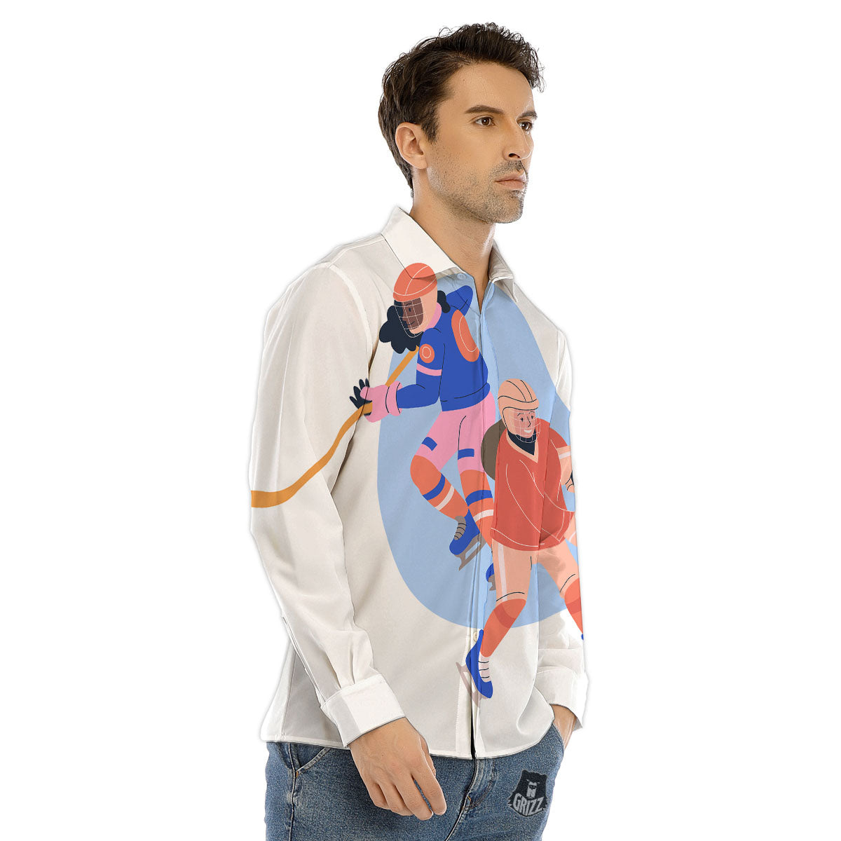 Ice Skates Hockey Print Men's Dress Shirts-grizzshop