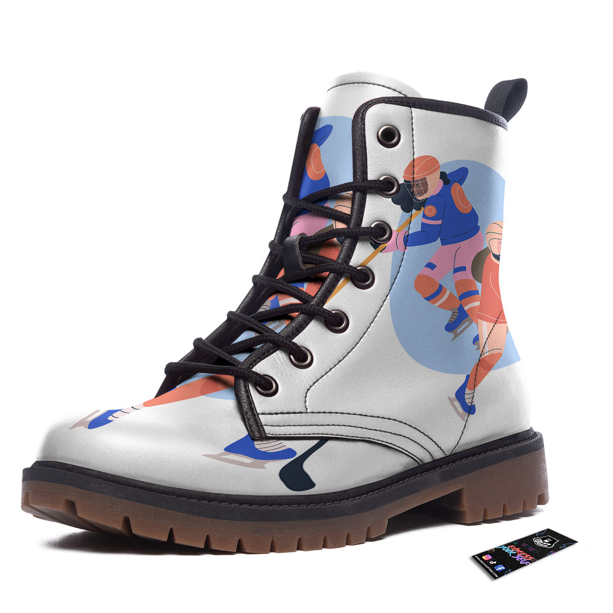 Ice Skates Hockey Print Work Boots-grizzshop