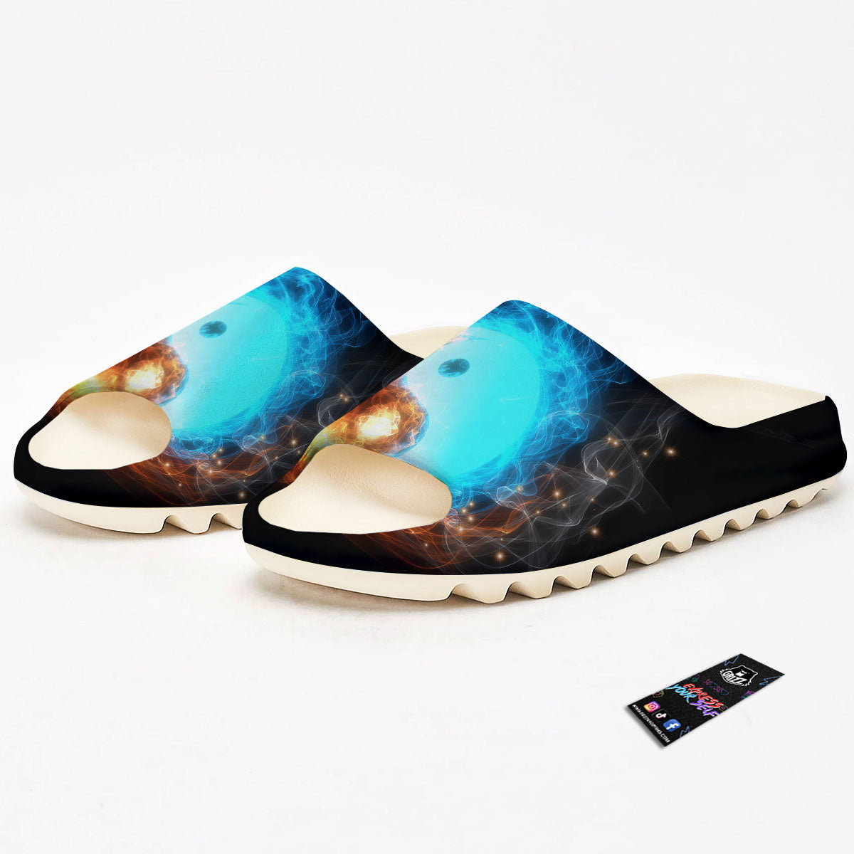 Ice And Fire Sparkle Yin Yang Print Sandals-grizzshop
