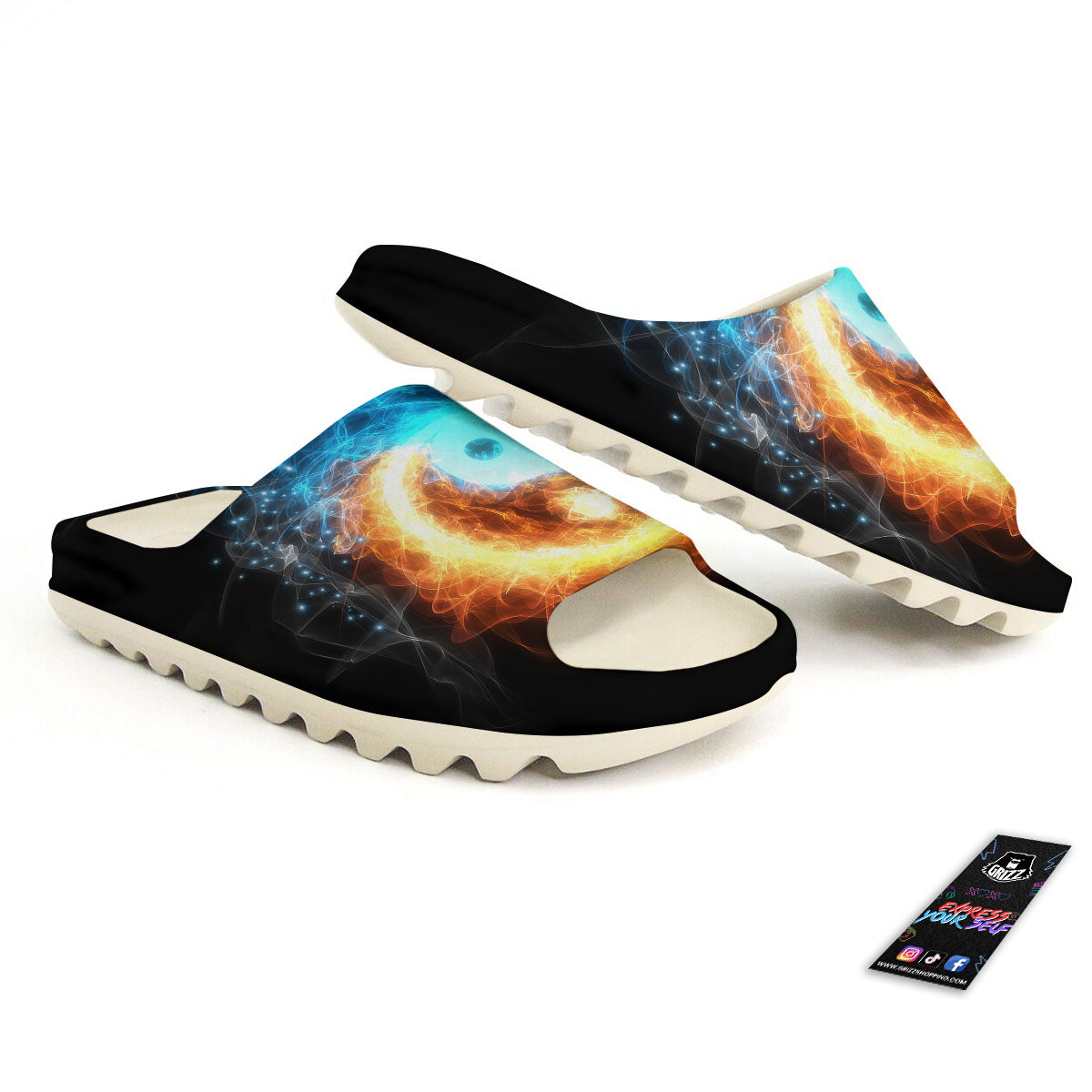 Ice And Fire Sparkle Yin Yang Print Sandals-grizzshop