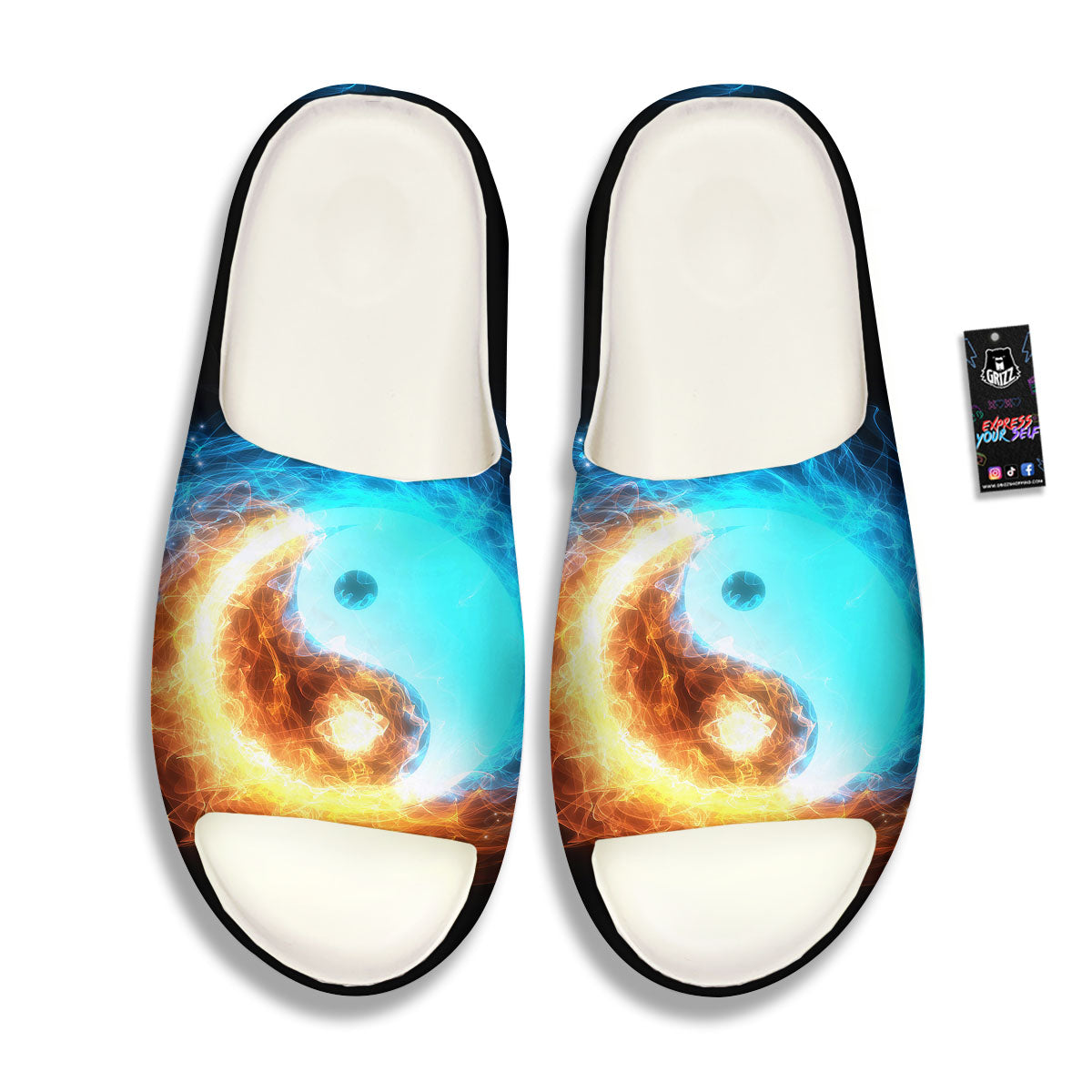 Ice And Fire Sparkle Yin Yang Print Sandals-grizzshop