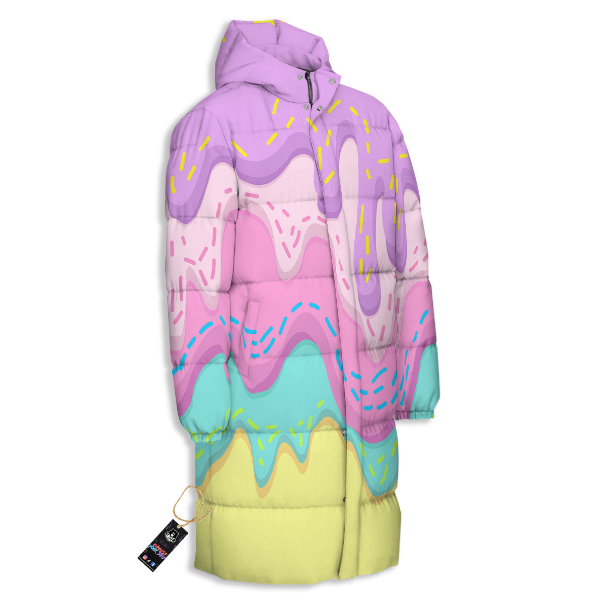 Ice Cream Dripping Pastel Print Long Down Jacket