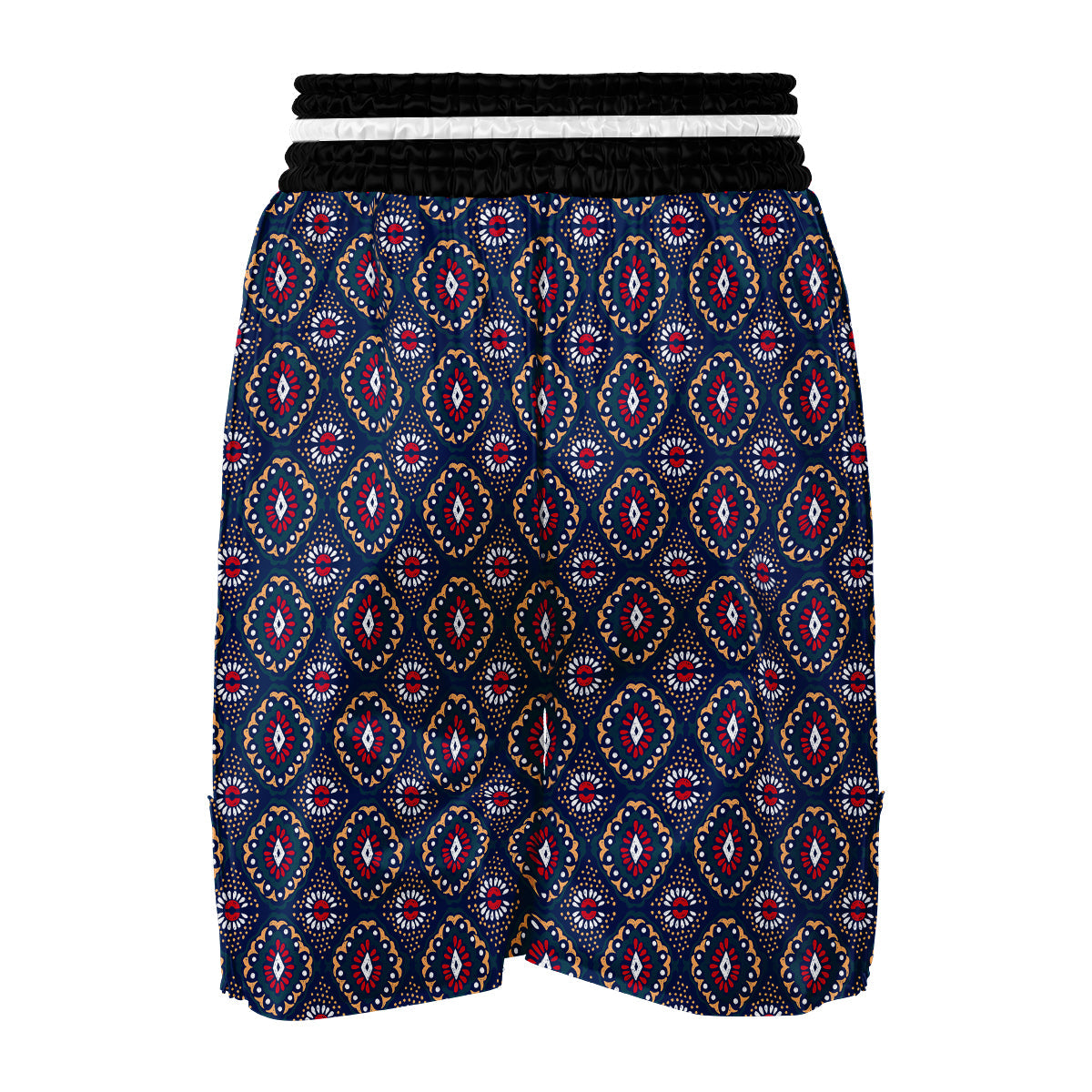 Ikat Black Blue Print Pattern Boxing Shorts-grizzshop