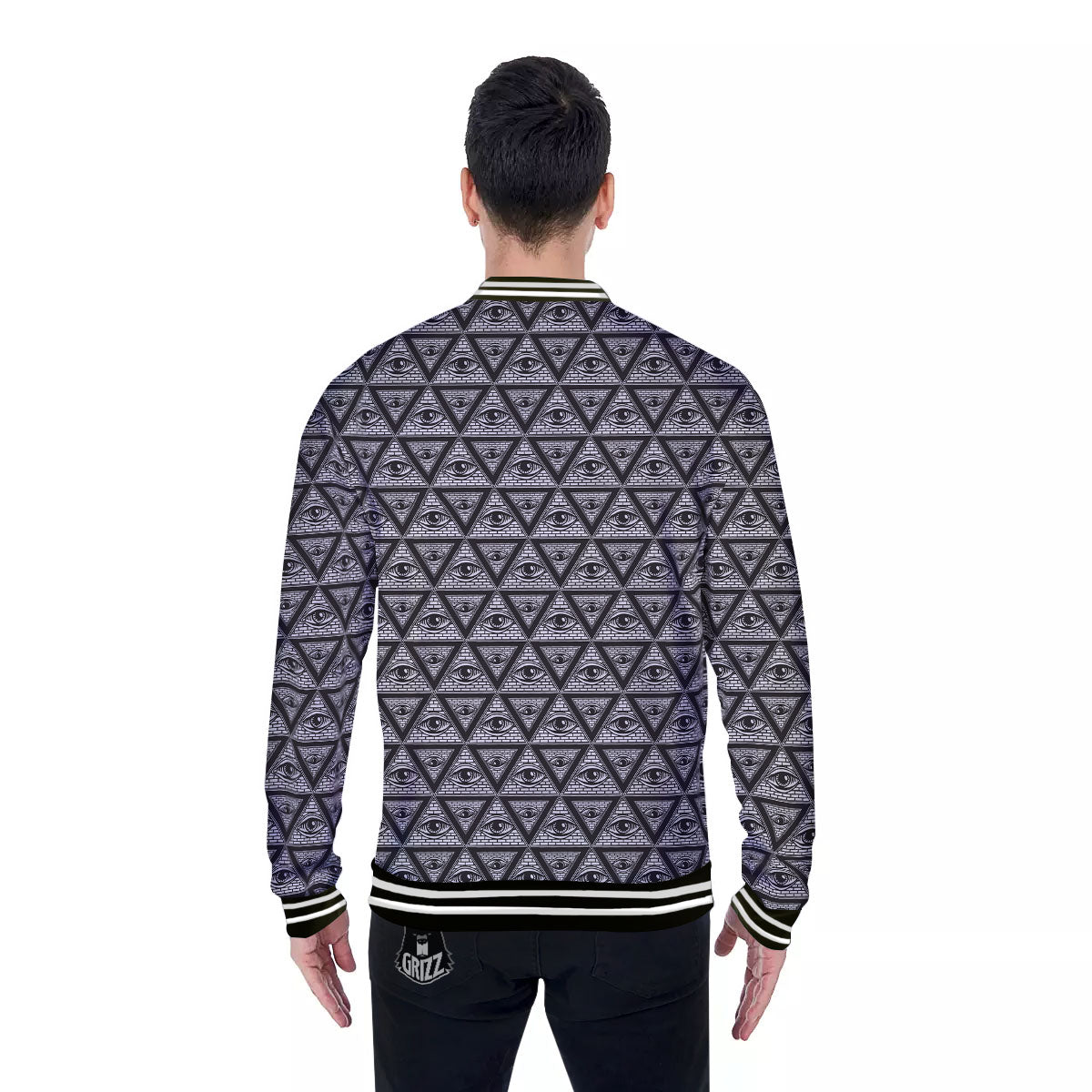 Illuminati Print Pattern Baseball Jacket-grizzshop