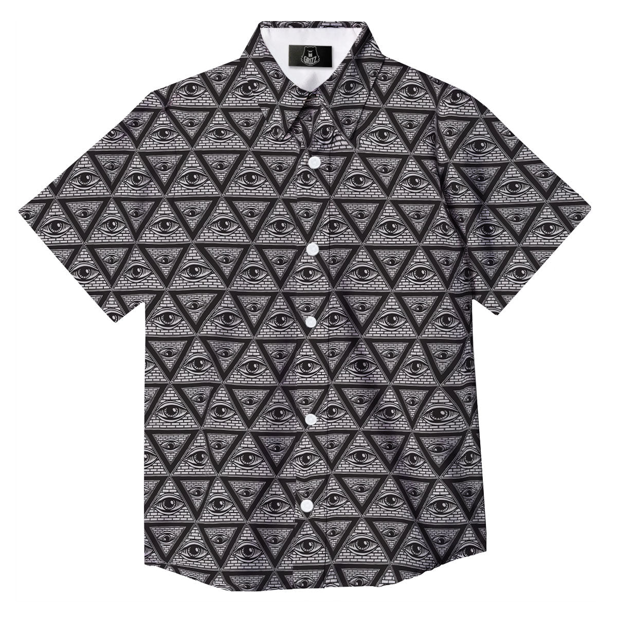 Illuminati Print Pattern Button Up Shirt-grizzshop
