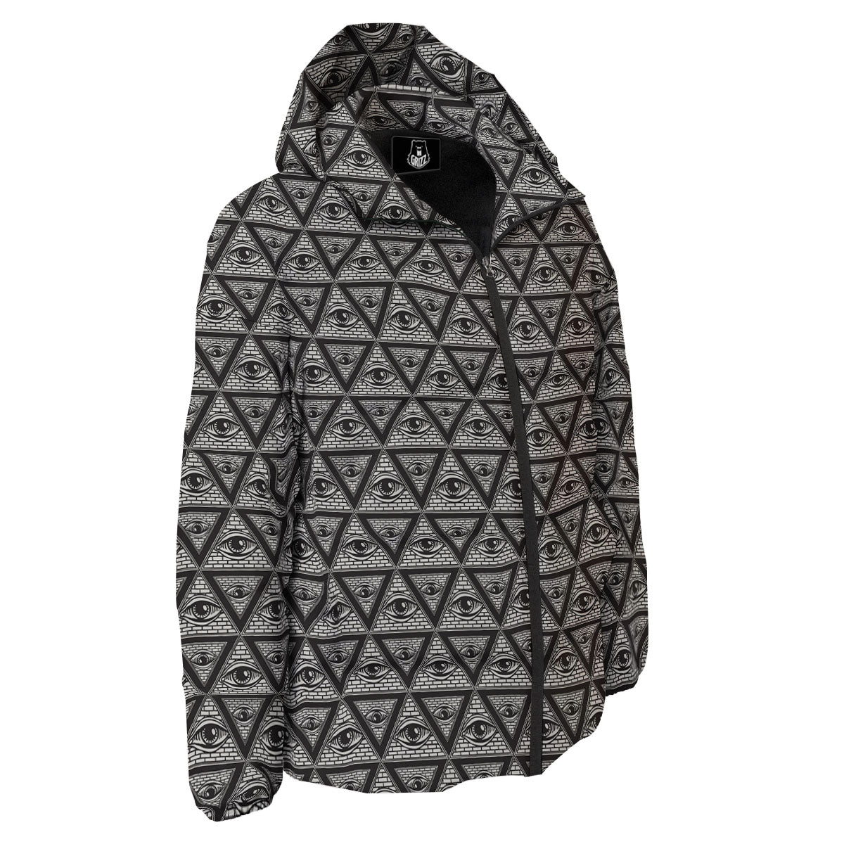 Illuminati Print Pattern Down Jacket-grizzshop