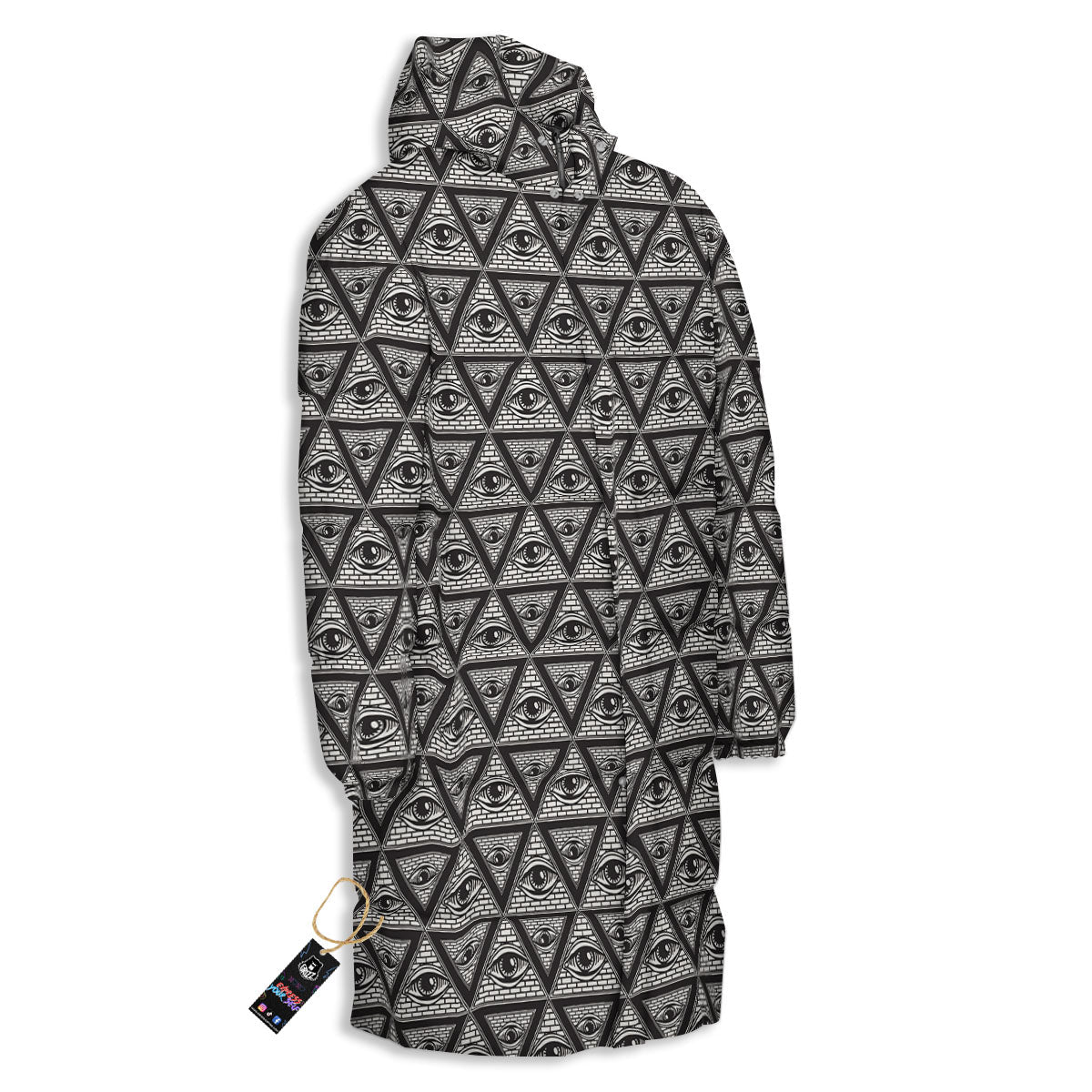 Illuminati Print Pattern Long Down Jacket-grizzshop