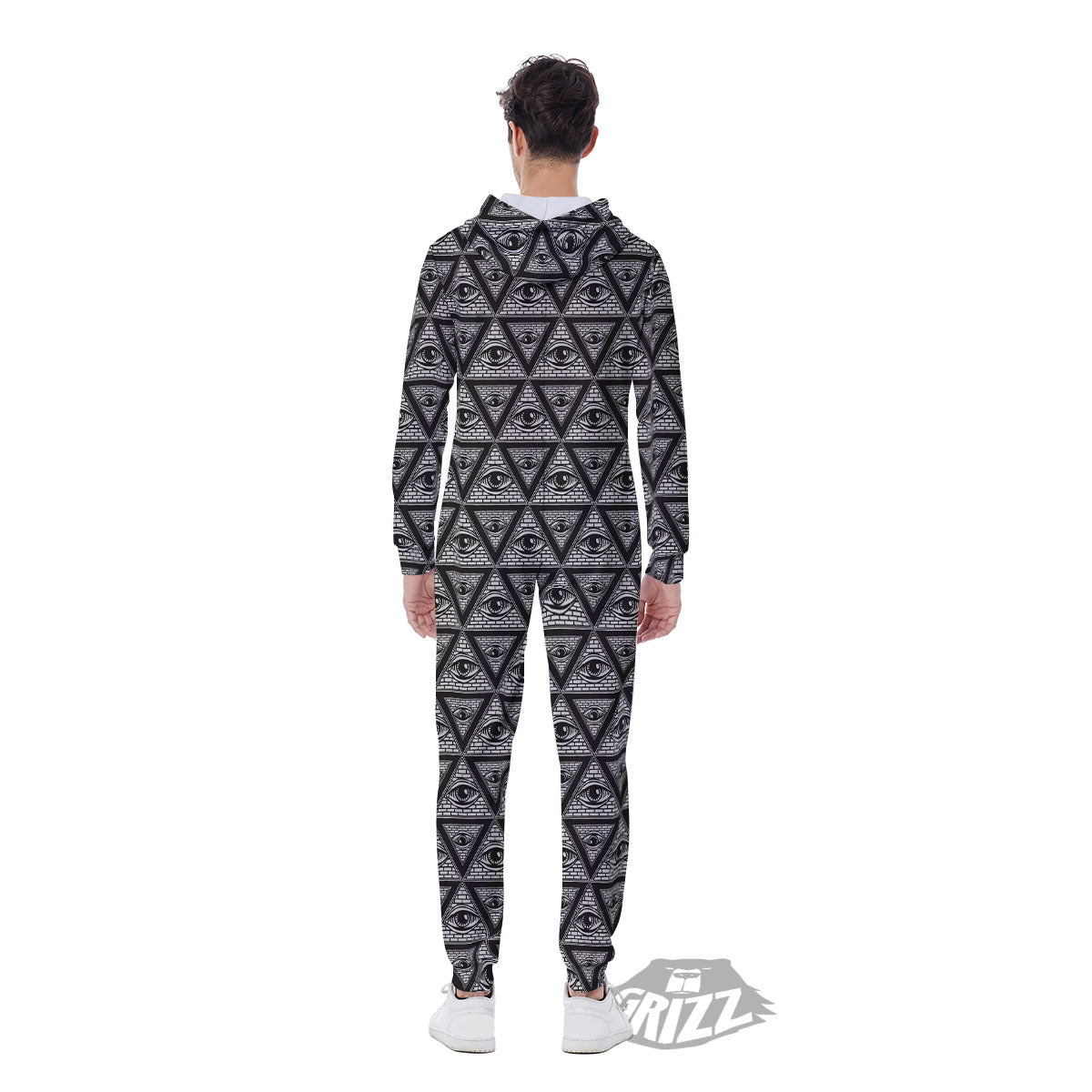 Illuminati Print Pattern Men's Jumpsuit-grizzshop