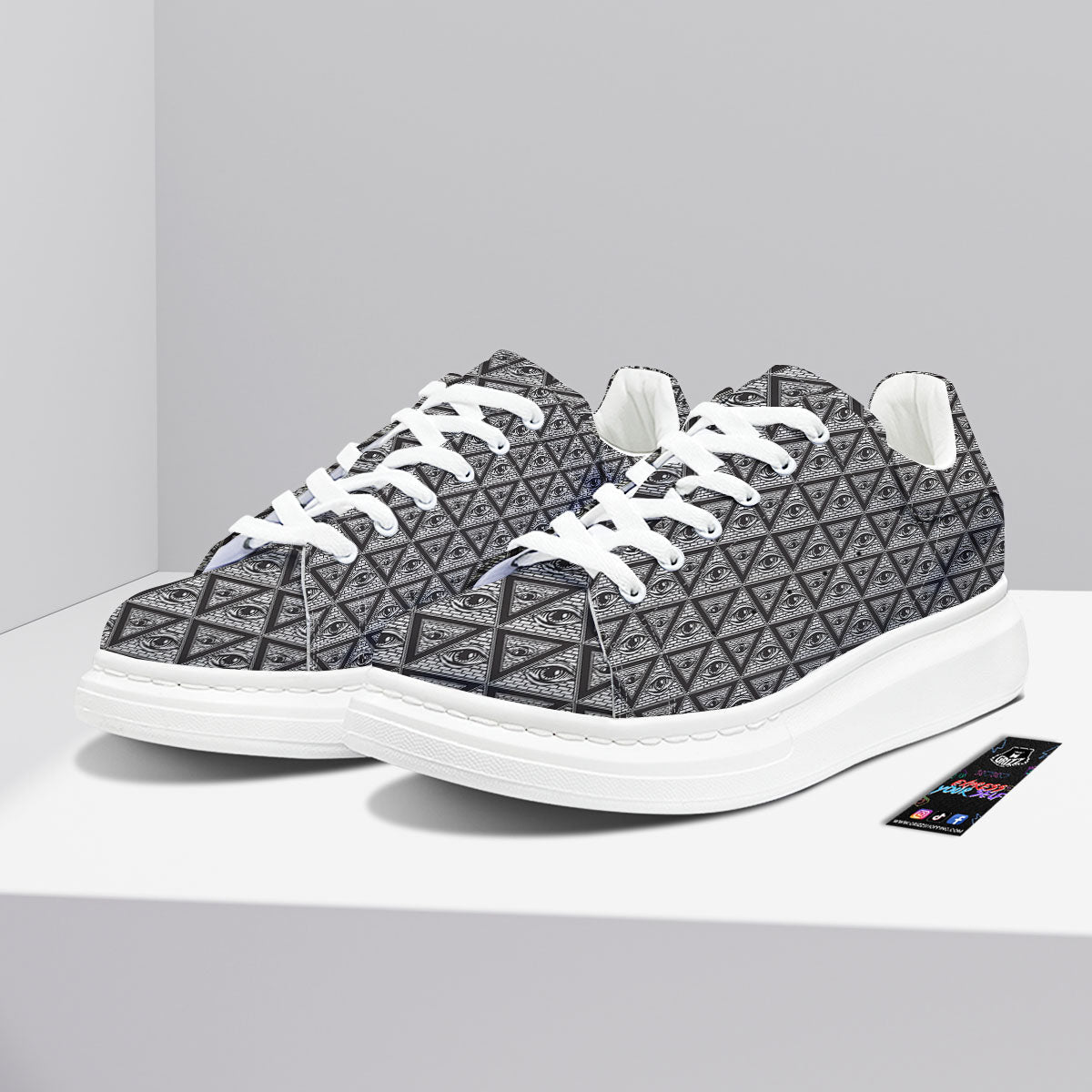 Illuminati Print Pattern Platform Shoes-grizzshop