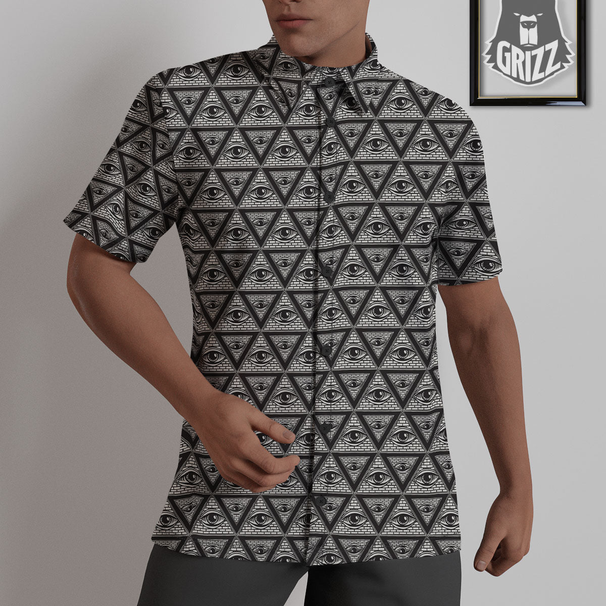 Illuminati Print Pattern Untucked Shirts-grizzshop