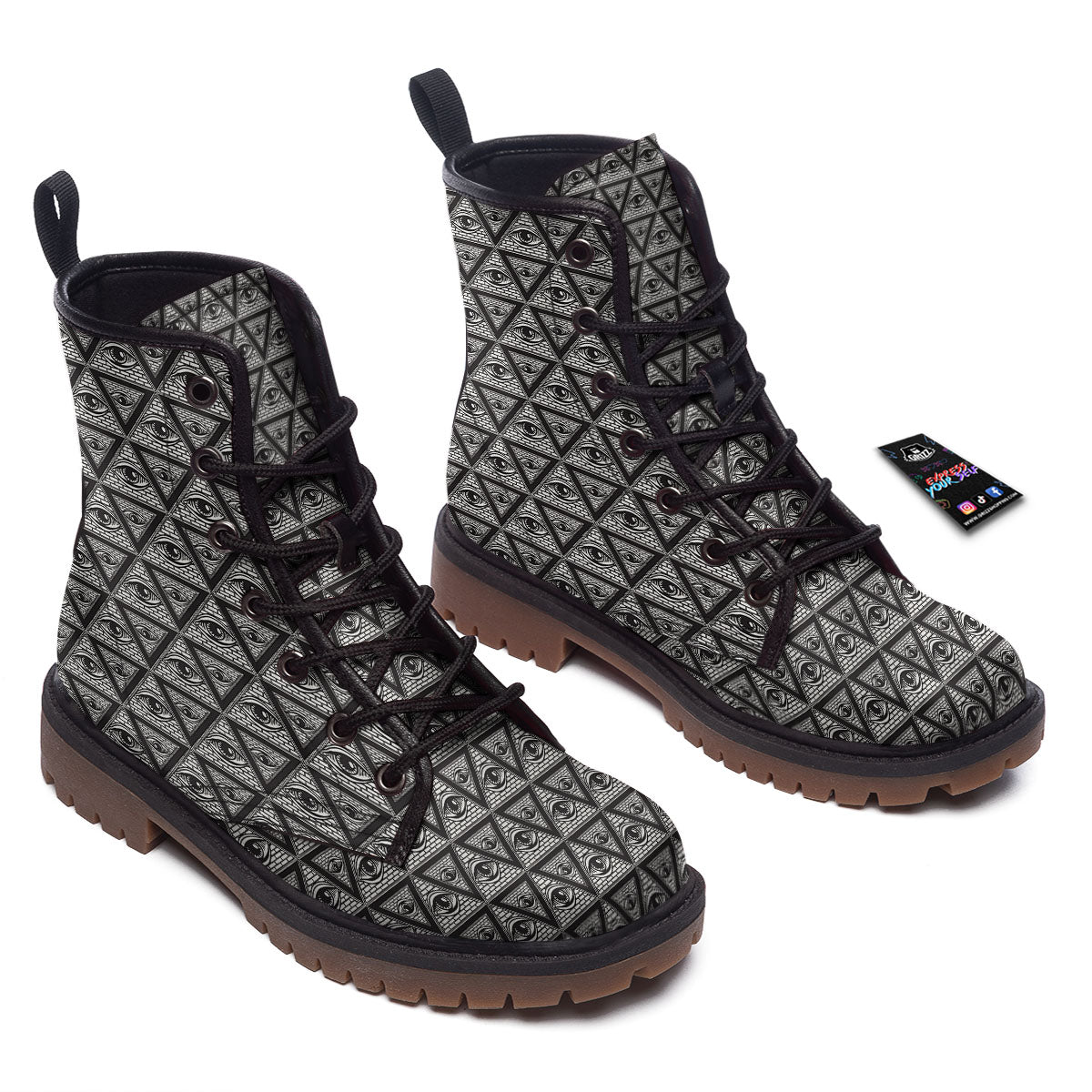 Illuminati Print Pattern Work Boots-grizzshop