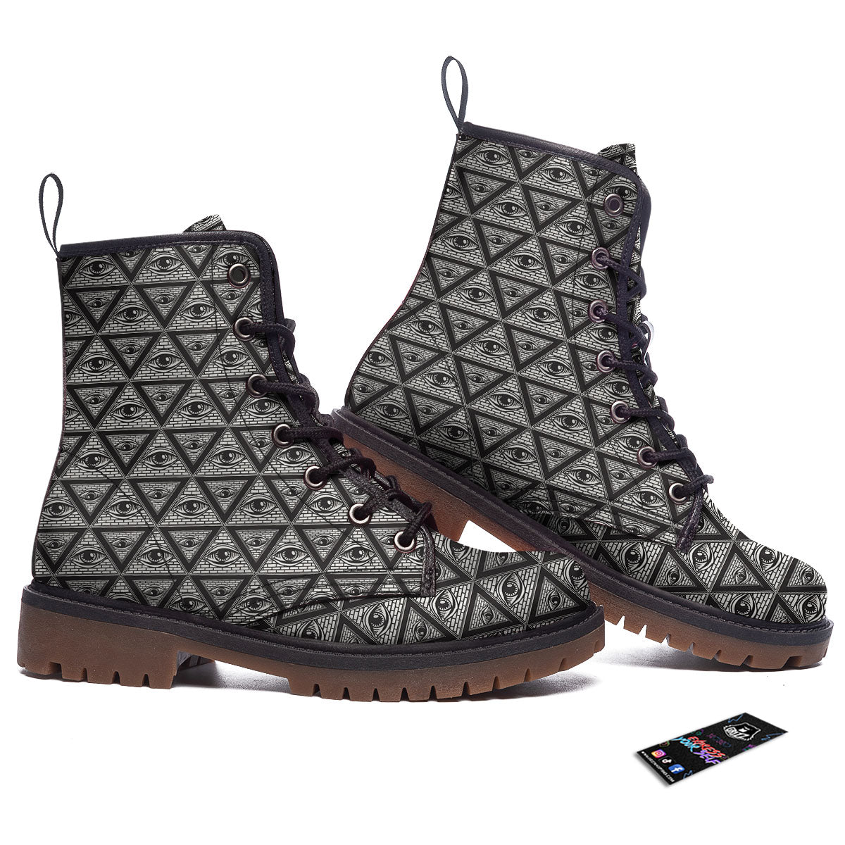 Illuminati Print Pattern Work Boots-grizzshop