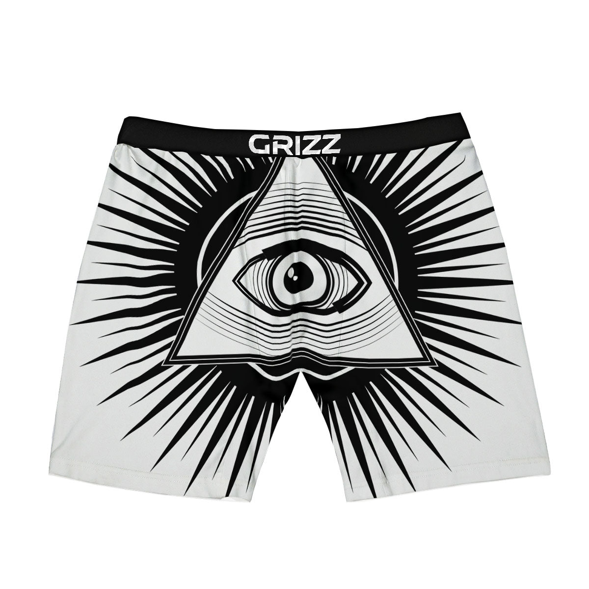 Illuminati White And Black Print Boxer Briefs-grizzshop