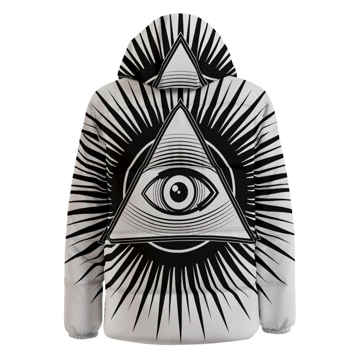 Illuminati White And Black Print Down Jacket-grizzshop