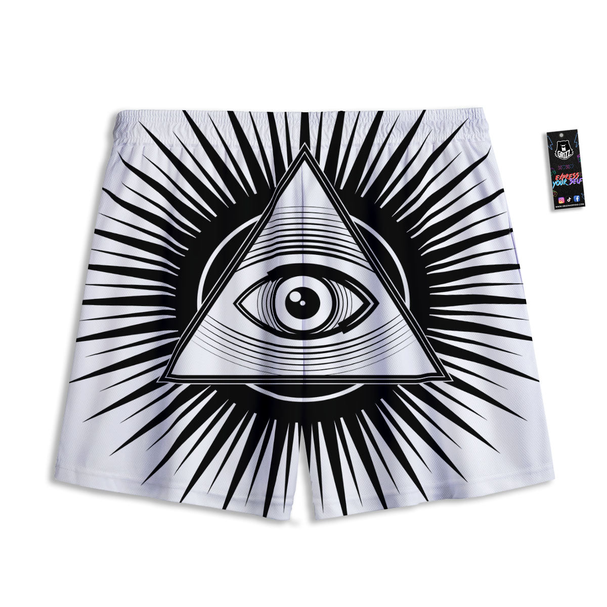 Knot Symbol Gold Celtic Print Mesh Shorts