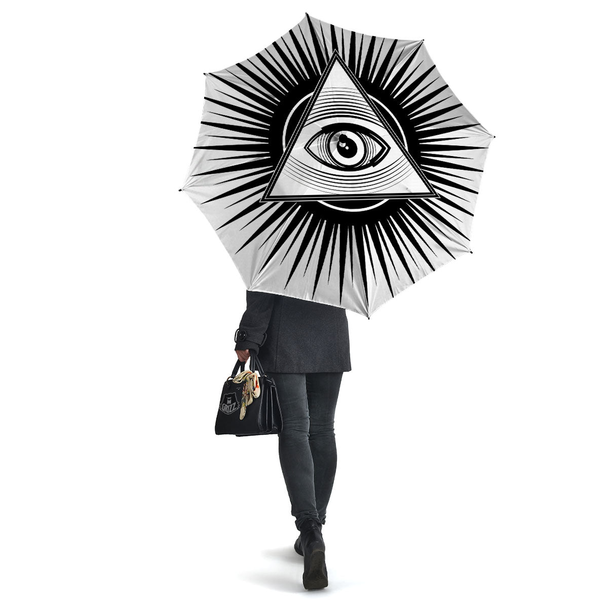 Illuminati White And Black Print Umbrella-grizzshop
