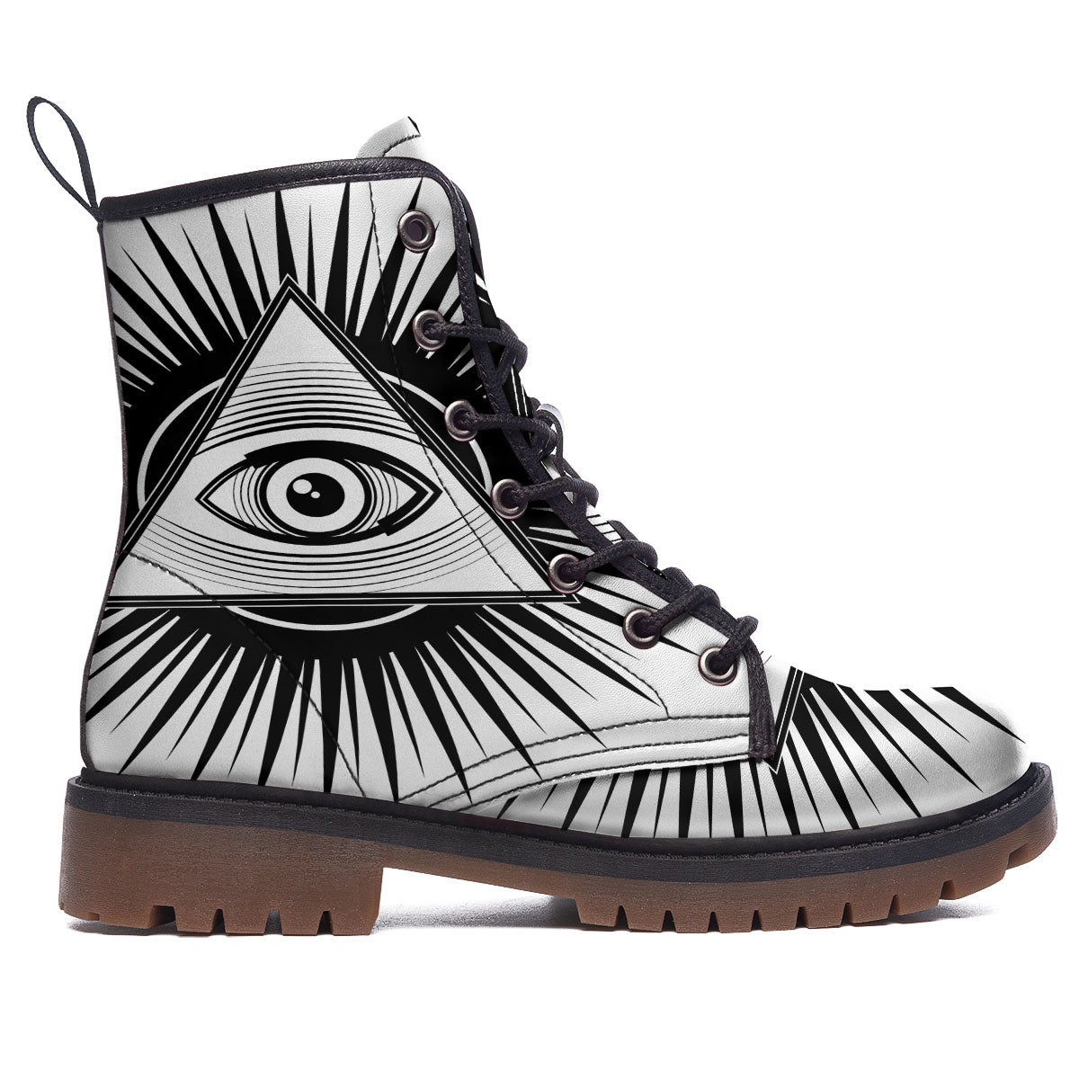 Illuminati White And Black Print Work Boots-grizzshop