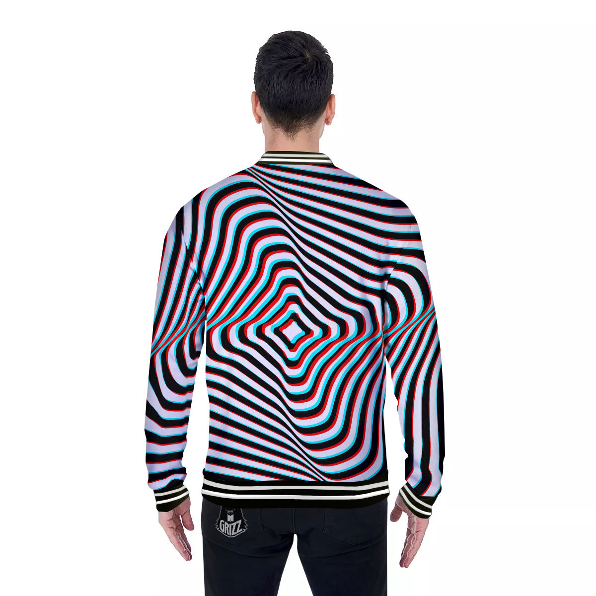 Illusion Anaglyph Optical Print Baseball Jacket-grizzshop