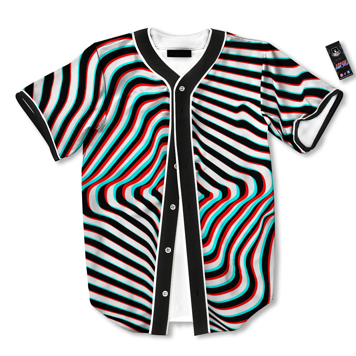 Illusion Anaglyph Optical Print Baseball Jersey-grizzshop