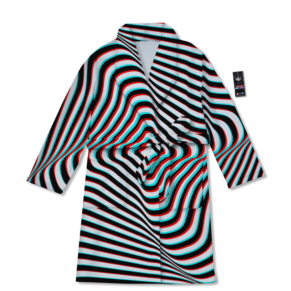 Illusion Anaglyph Optical Print Bathrobe-grizzshop