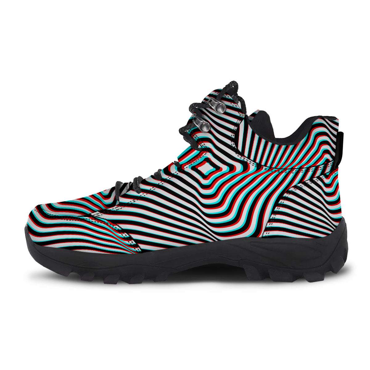 Illusion Anaglyph Optical Print Hiking Shoes-grizzshop