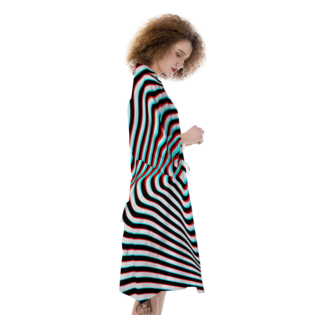 Illusion Anaglyph Optical Print Kimono-grizzshop