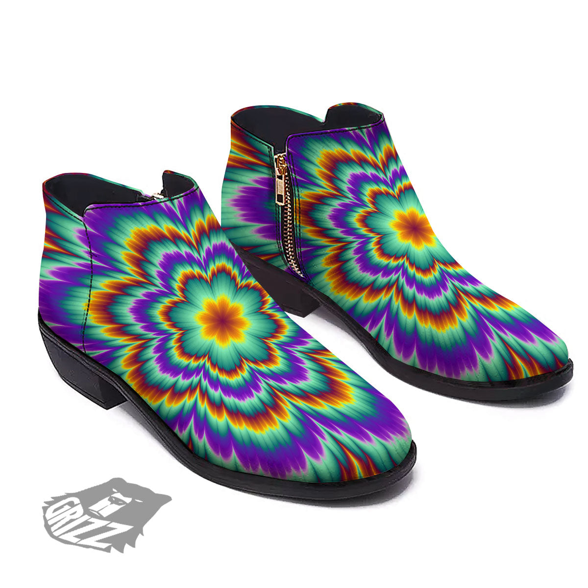Illusion Optical Explosion Psychedelic Ankle Boots-grizzshop