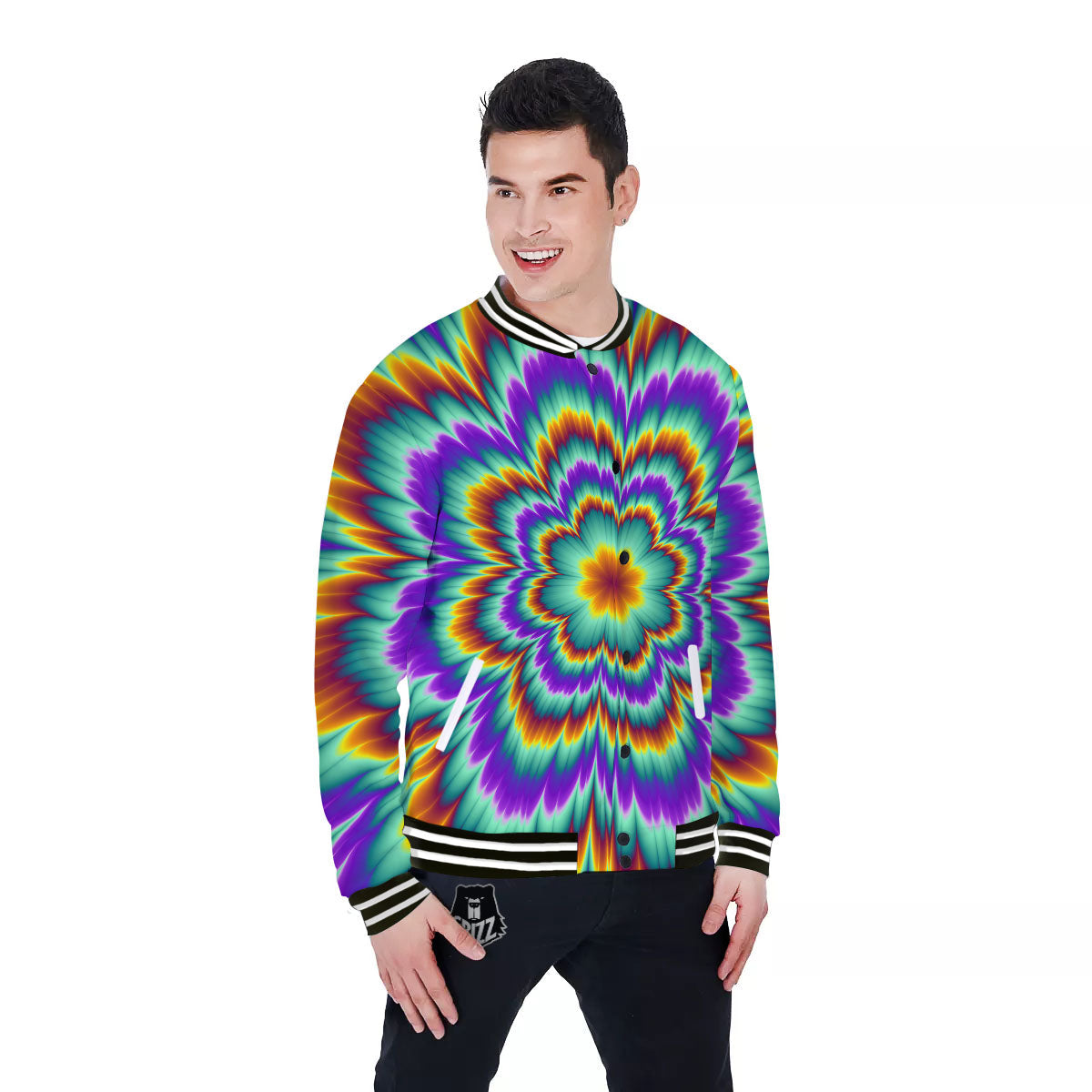 Illusion Optical Explosion Psychedelic Baseball Jacket-grizzshop