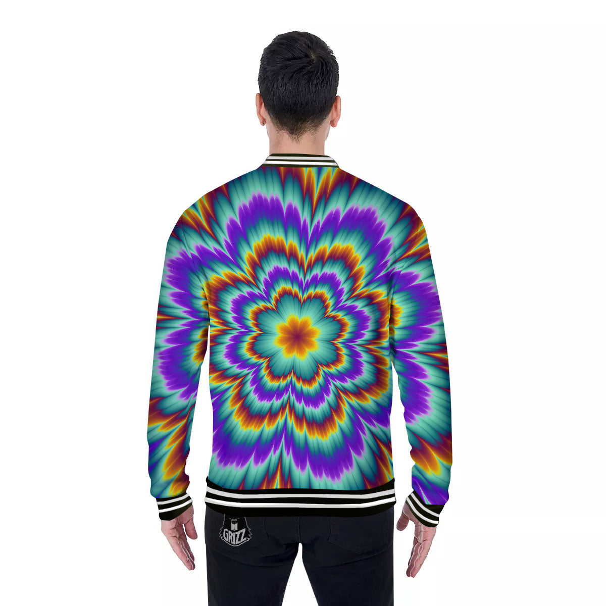 Illusion Optical Explosion Psychedelic Baseball Jacket-grizzshop