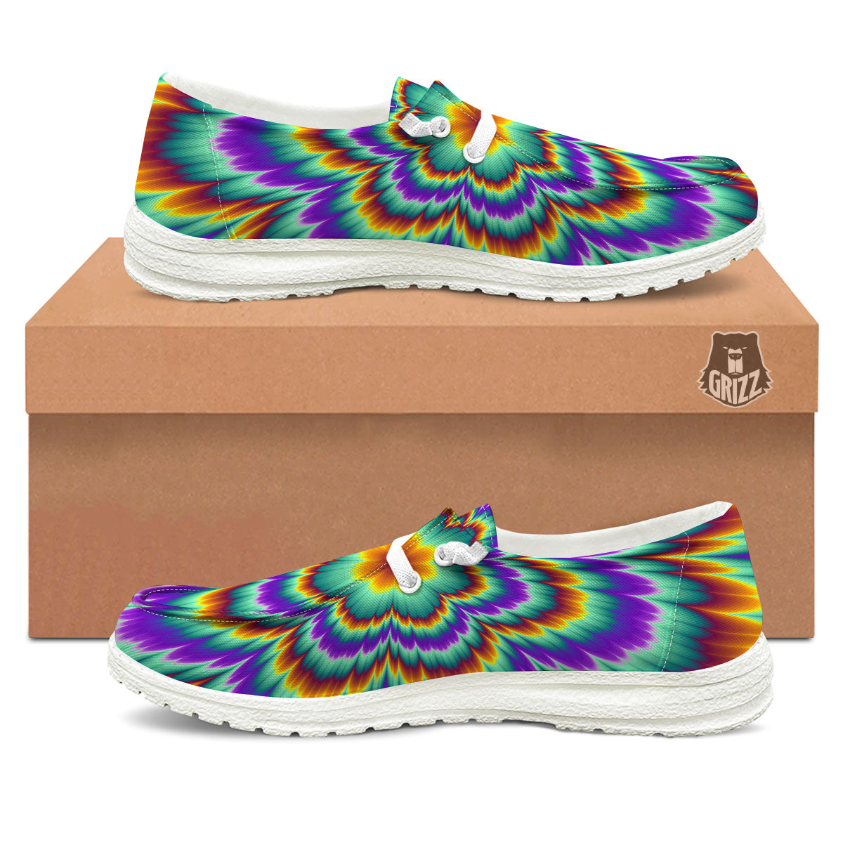 Illusion Optical Explosion Psychedelic Black Loafers-grizzshop