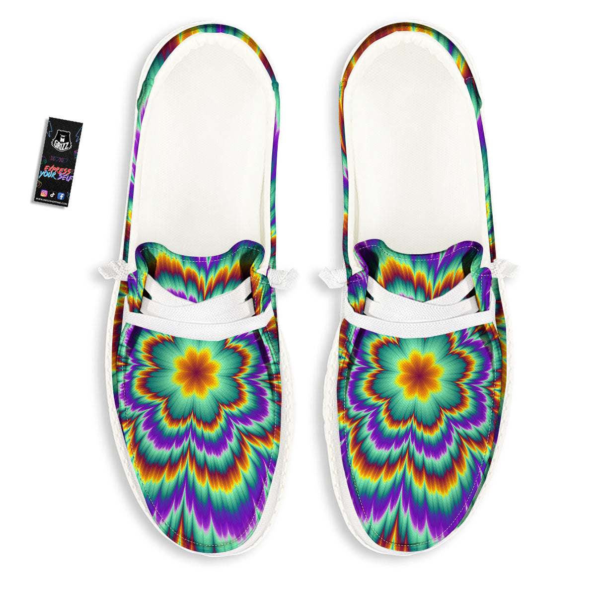 Illusion Optical Explosion Psychedelic Black Loafers-grizzshop