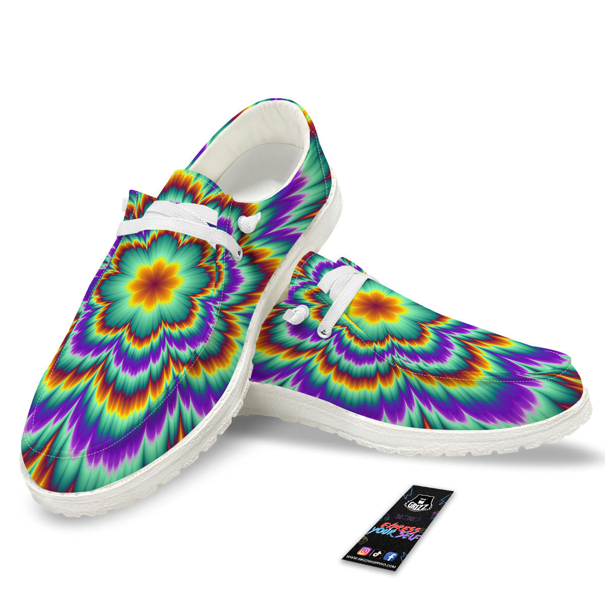 Illusion Optical Explosion Psychedelic Black Loafers-grizzshop