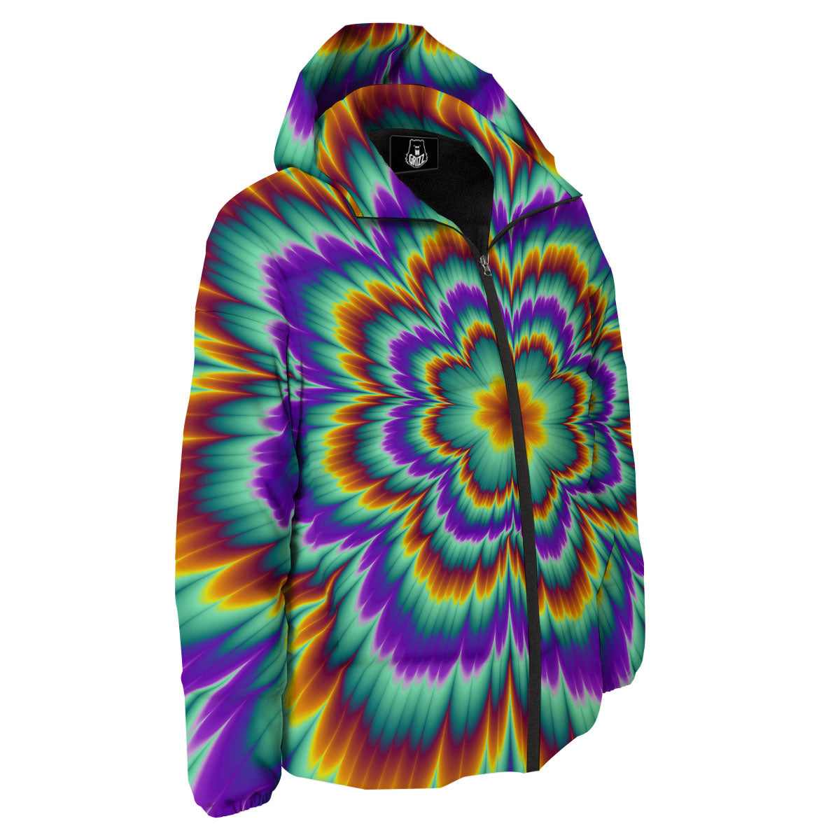 Illusion Optical Explosion Psychedelic Down Jacket-grizzshop